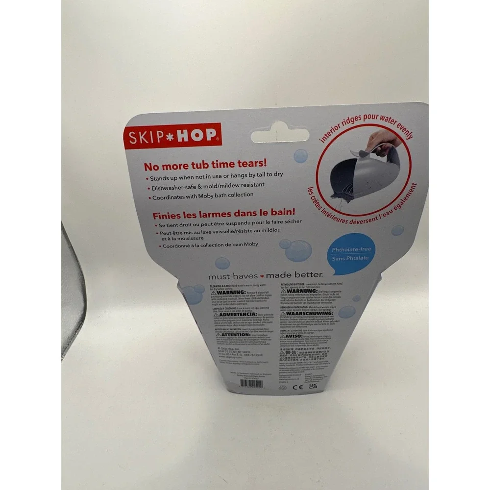 NWT Skip Hop Moby Bath Rinser & Spout Cover Set Grey Whale 235051 235103